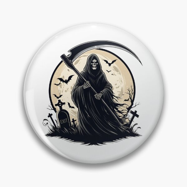 Item preview, Grim Reaper with Scythe in Spooky Graveyard Under Full Moon    designed and sold by interdesigner.