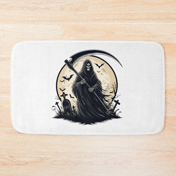 Item preview, Grim Reaper with Scythe in Spooky Graveyard Under Full Moon    designed and sold by interdesigner.