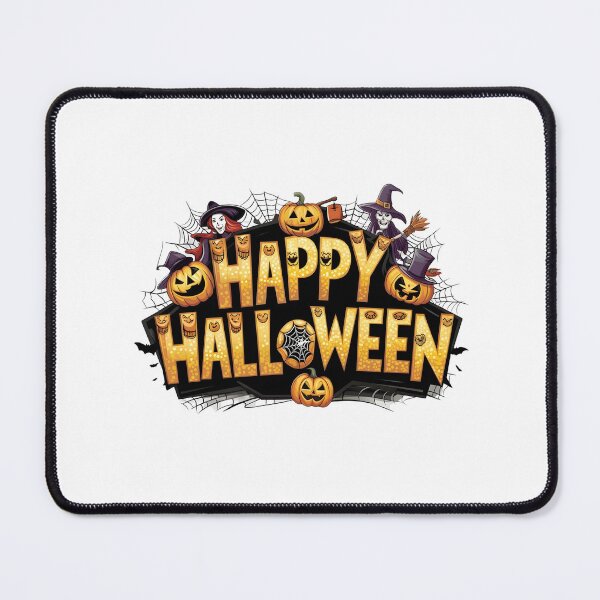 Item preview, Spooky Happy Halloween Marquee Sign with Witches, Jack-o'-Lanterns, and Spider Webs designed and sold by interdesigner.