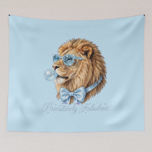 Item preview, Pawsitively Fabulous Blue Lion - Cute Blue Coquette Lion designed and sold by Vibe-Vary.