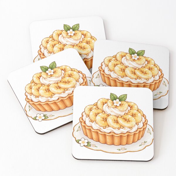Item preview, Cute Banana Tart – Kawaii Banana Cream Pie designed and sold by Kiralemon.