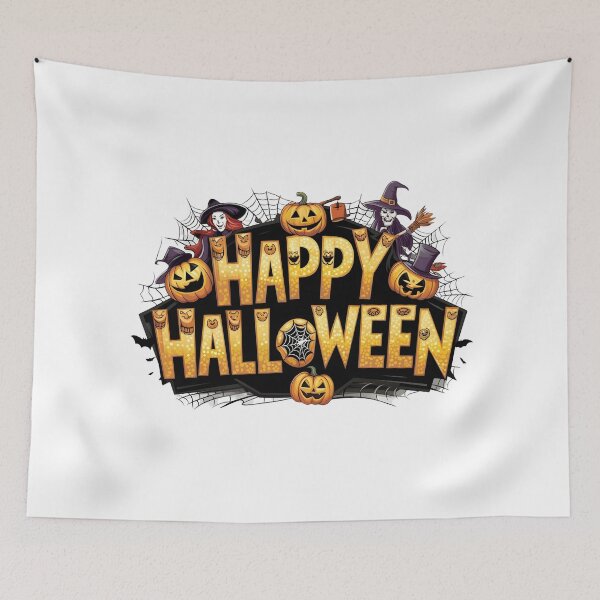 Item preview, Spooky Happy Halloween Marquee Sign with Witches, Jack-o'-Lanterns, and Spider Webs    designed and sold by interdesigner.