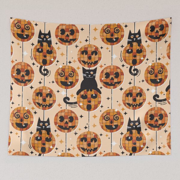 Item preview, Groovy halloween disco cat - black kitty orange retro balls designed and sold by SelmaCardoso.