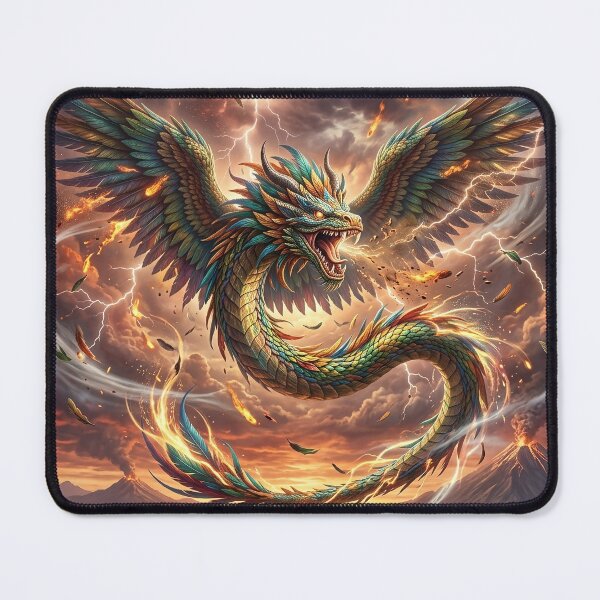 Item preview, Quetzalcoatl Soaring over Aztec Pyramid City designed and sold by Lucid Dream Pixel.