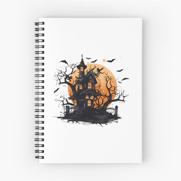Item preview, Spooky Haunted Gothic House Silhouetted Against Full Moon with Flying Bats    designed and sold by interdesigner.