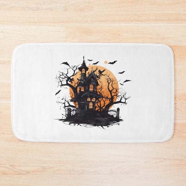 Item preview, Spooky Haunted Gothic House Silhouetted Against Full Moon with Flying Bats    designed and sold by interdesigner.