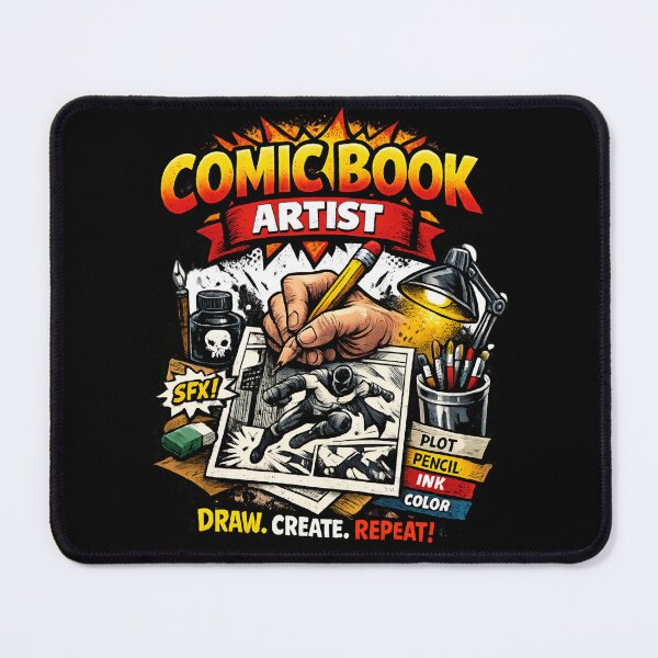 Item preview, Comic Book Artist Draw Create Repeat – Vintage Illustration designed and sold by SidTastic .