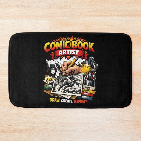 Item preview, Comic Book Artist Draw Create Repeat – Vintage Illustration designed and sold by SidTastic .