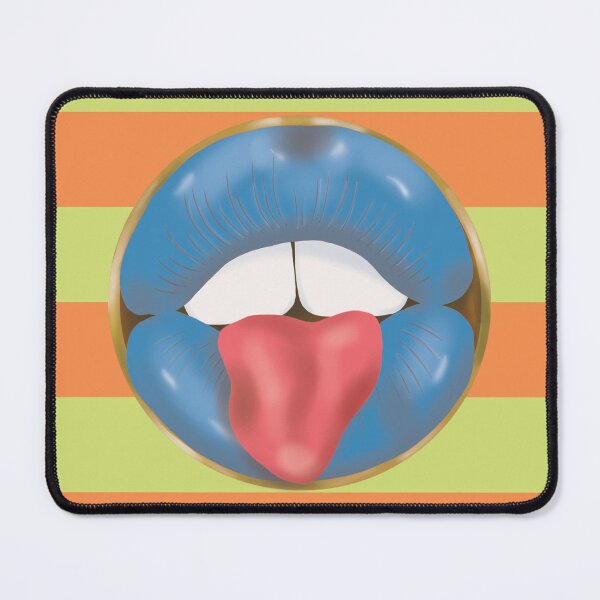 Item preview, Rebel Lips Pop Art – Duotone stripes Orange Lime Blue Lips designed and sold by GoldenRebels.