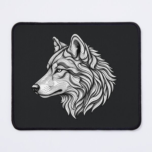 Item preview, Wolf Line Art | Black and White Wild Wolf Illustration designed and sold by MrDev.