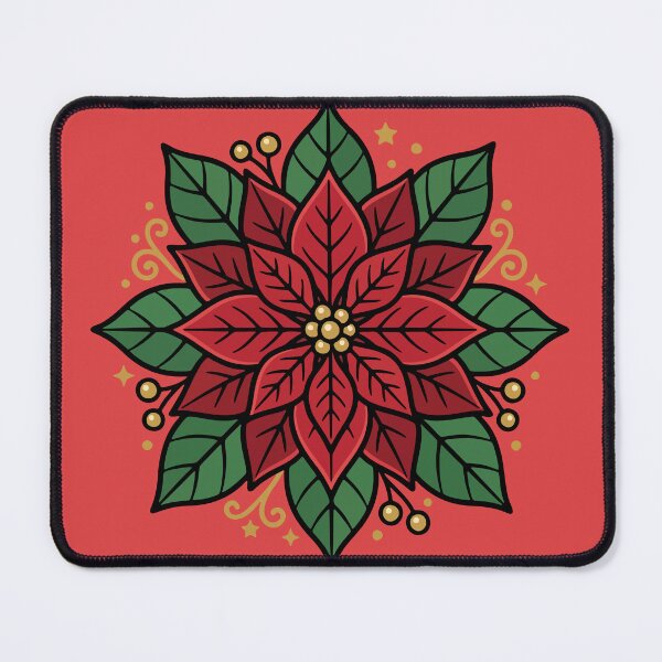 Item preview, Festive Christmas Poinsettia Flower Tattoo Illustration designed and sold by AIG - Andrei Ilie Graphics.