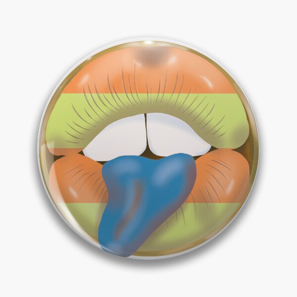 Item preview, Rebel Lips Pop Art – Stripes orange lime blue tongue designed and sold by GoldenRebels.