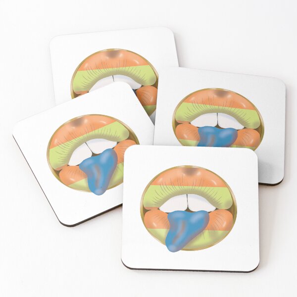 Item preview, Rebel Lips Pop Art – Stripes orange lime blue tongue designed and sold by GoldenRebels.