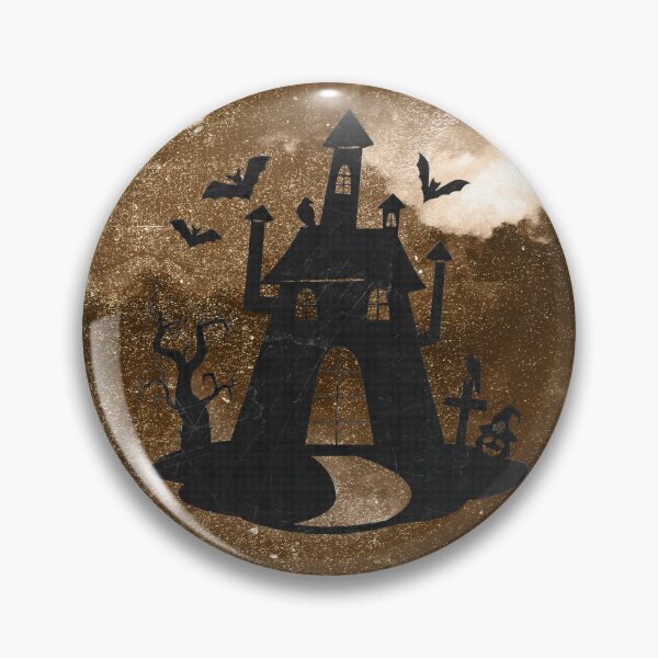 Item preview, Creepy Halloween Haunted House Bats Graveyard Moonlit Orange designed and sold by Ghoul Enterprises.