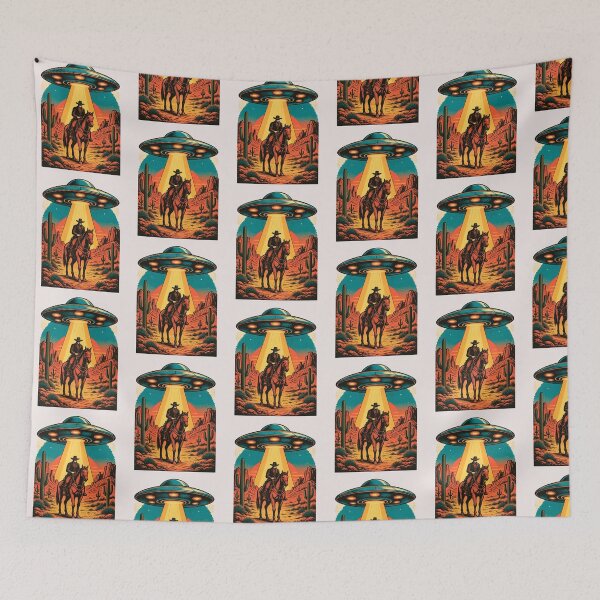 Item preview, UFO  and Cowboy encounter in the desert designed and sold by erozzz.