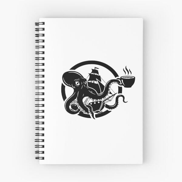 Item preview, Kraken Octopus Drinking Coffee Pirate Ship Art designed and sold by Heaton-B-Design.