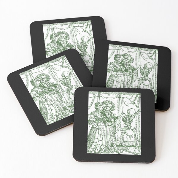 Item preview, Medieval Dance of Death - Danse Macabre Woodcut (green version)  designed and sold by Dungeon-Shop.