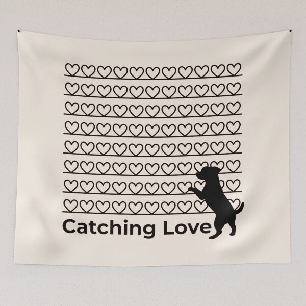 Item preview, Catching Love Cute Dog Silhouette Retro Heart Pattern designed and sold by ANJ Creative Designs.