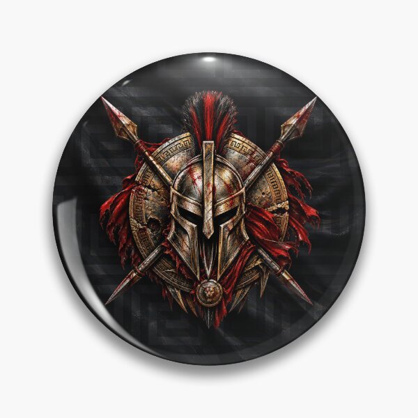 Item preview, Spartan Warrior Helmet & Crossed Spears – Battle Shield Emblem designed and sold by artistwill.