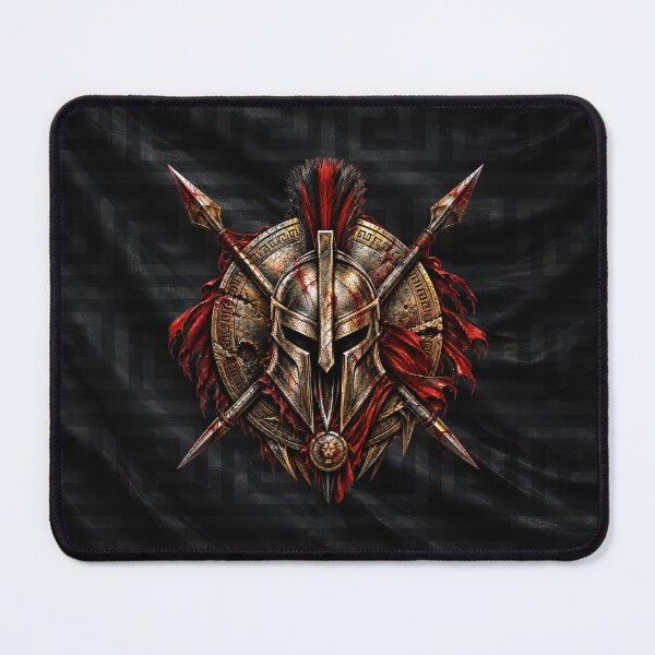 Item preview, Spartan Warrior Helmet & Crossed Spears – Battle Shield Emblem designed and sold by artistwill.