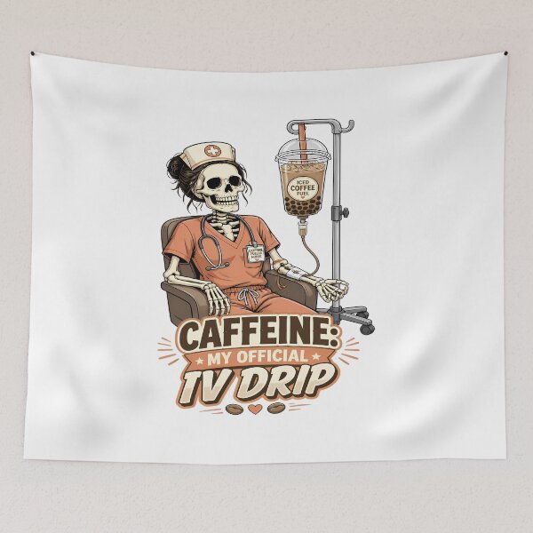 Item preview, Funny Skeleton Nurse Coffee Halloween - Medical Dark Humor  designed and sold by Art-Arcade6.