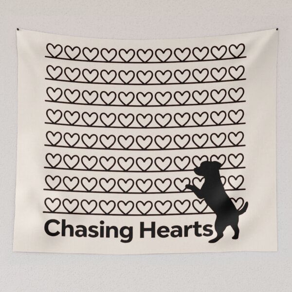 Item preview, Chasing Hearts Retro Dog Silhouette Minimalist Line Art designed and sold by ANJ Creative Designs.