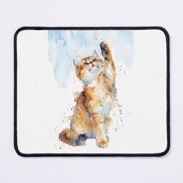 Item preview, Ginger Kitten Reaching Up, Amber and Sky Blue designed and sold by caracatita75.