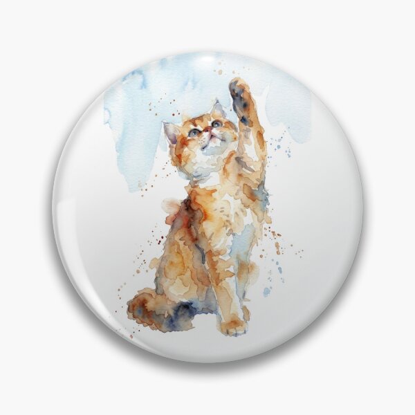 Item preview, Ginger Kitten Reaching Up, Amber and Sky Blue designed and sold by caracatita75.