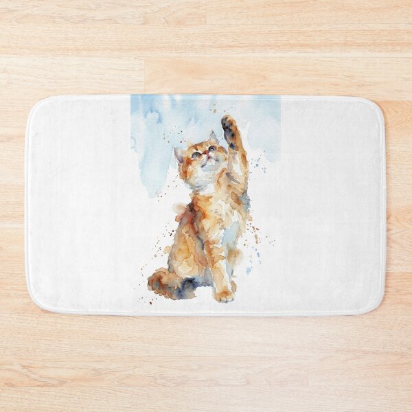 Item preview, Ginger Kitten Reaching Up, Amber and Sky Blue designed and sold by caracatita75.