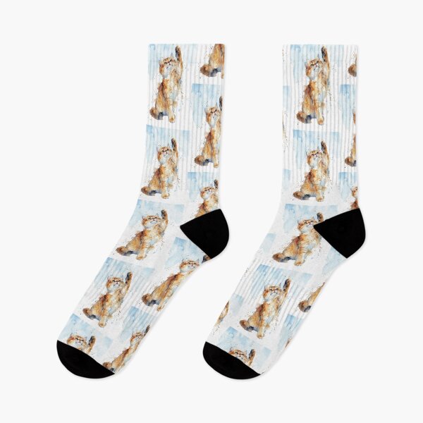 Item preview, Ginger Kitten Reaching Up, Amber and Sky Blue designed and sold by caracatita75.