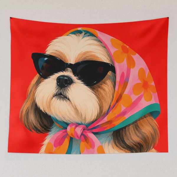 Item preview, Shih Tzu with Floral Scarf and Glasses designed and sold by NF Designs Studio DTF.