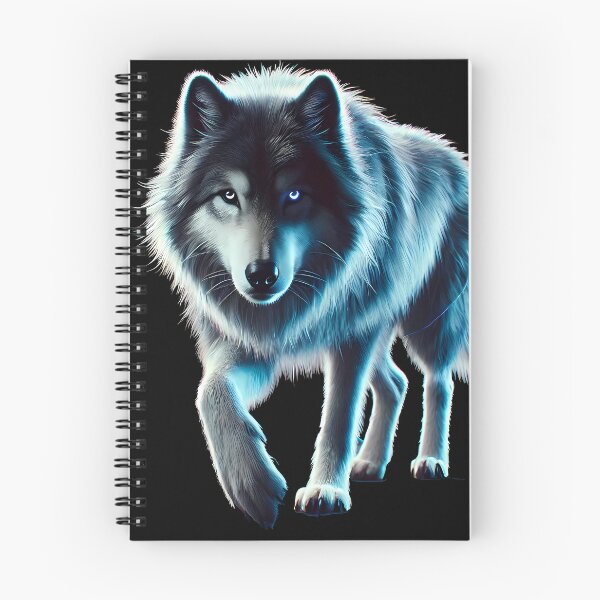 Item preview, Neon Blue Wolf with Glowing Eyes – Cyberpunk Wolf Art designed and sold by FusionCipher.
