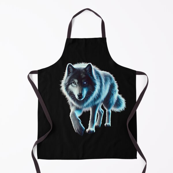 Item preview, Neon Blue Wolf with Glowing Eyes – Cyberpunk Wolf Art designed and sold by FusionCipher.