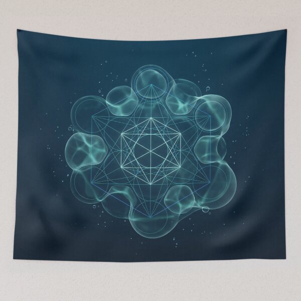 Item preview, Cyan Water Molecules with Metatrons Cube Geometry designed and sold by monkeybusiness.pt.
