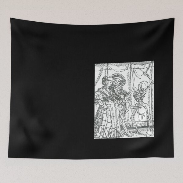 Item preview, Medieval Dance of Death - Danse Macabre Woodcut (grey version) designed and sold by Dungeon-Shop.