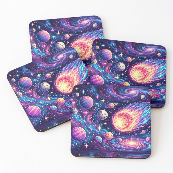 Item preview, Retro Cosmic Galaxy Planets Comet Space Art, Colorful Psychedelic Universe Design designed and sold by SIMPLY ART.