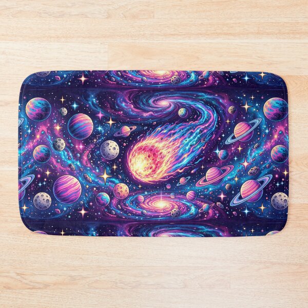 Item preview, Retro Cosmic Galaxy Planets Comet Space Art, Colorful Psychedelic Universe Design designed and sold by SIMPLY ART.