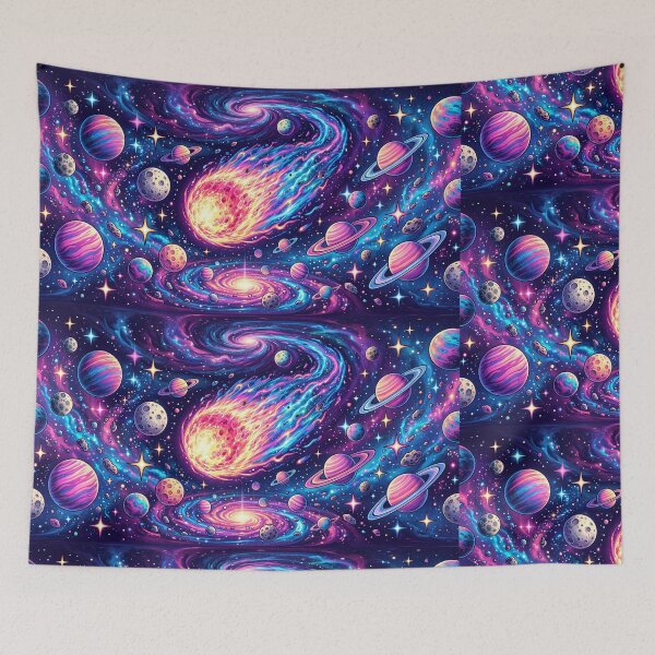 Item preview, Retro Cosmic Galaxy Planets Comet Space Art, Colorful Psychedelic Universe Design designed and sold by SIMPLY ART.