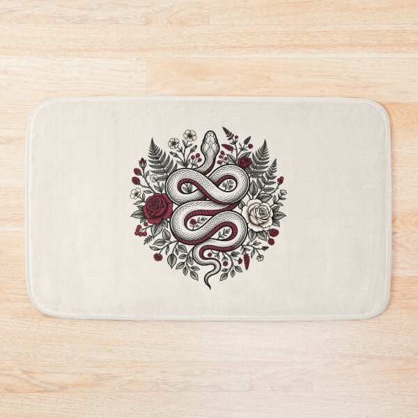 Item preview, White Snake Floral Tattoo | Gothic Rose Serpent Art designed and sold by MrDev.