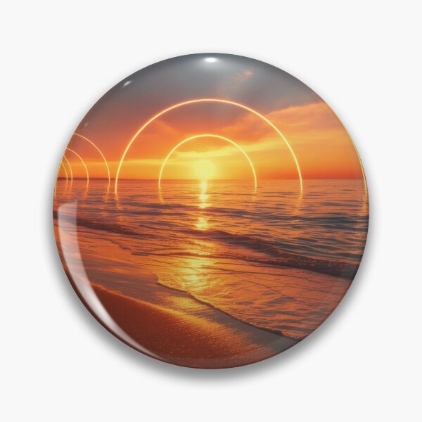 Item preview, Glowing Golden Concentric Portals at Ocean Sunset designed and sold by monkeybusiness.pt.