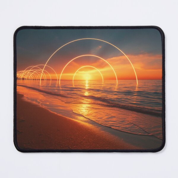 Item preview, Glowing Golden Concentric Portals at Ocean Sunset designed and sold by monkeybusiness.pt.
