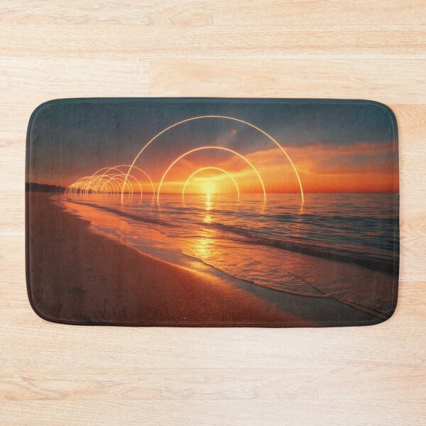 Item preview, Glowing Golden Concentric Portals at Ocean Sunset designed and sold by monkeybusiness.pt.