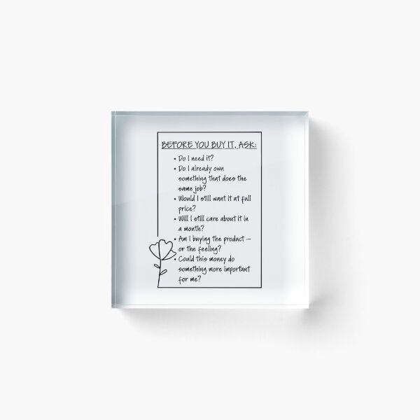 Item preview, 'Before You Buy It, Ask' Mindful Spending Checklist designed and sold by S-and-W-4ever.