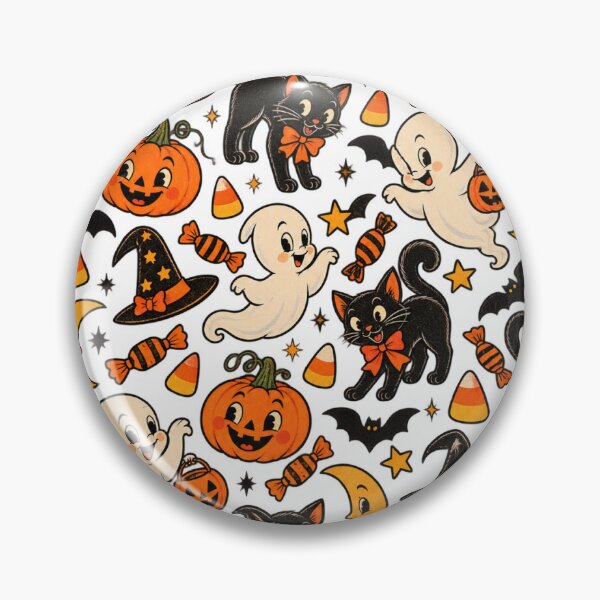Item preview, Vintage Halloween Pattern – Retro Ghosts, Black Cats, Pumpkins & Candy designed and sold by Amy Helms.