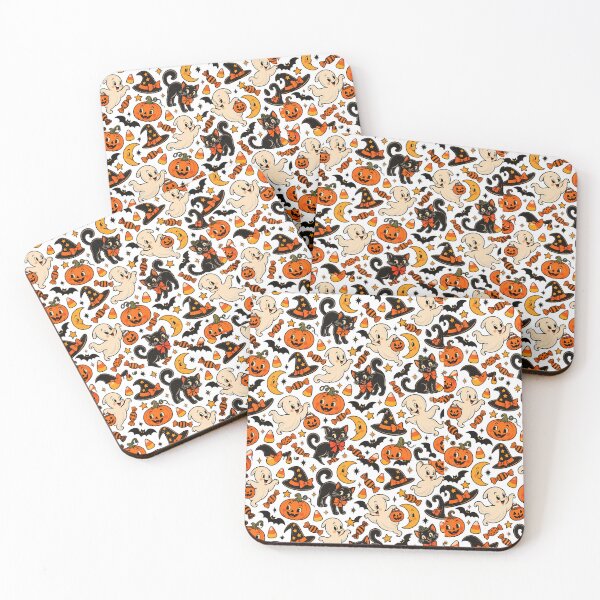 Item preview, Vintage Halloween Pattern – Retro Ghosts, Black Cats, Pumpkins & Candy designed and sold by Amy Helms.