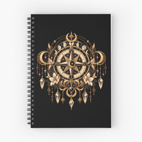 Item preview, Boho Celestial Sacred Gold Compass Moon Art designed and sold by BohoMysticArt.