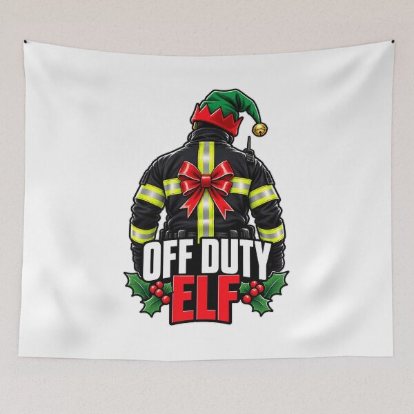 Item preview, Funny Off Duty Elf Firefighter Christmas designed and sold by CoolContent Factory.