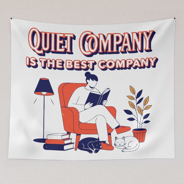 Item preview, Quiet Company Is the Best Company Book Lover Introvert Cat Dog T-Shirt designed and sold by Design-Pro-21.