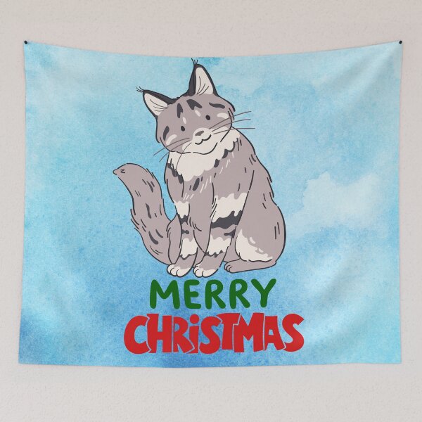 Item preview, Cute Maine Coon Cat Merry Christmas Holiday Art designed and sold by stormk10.