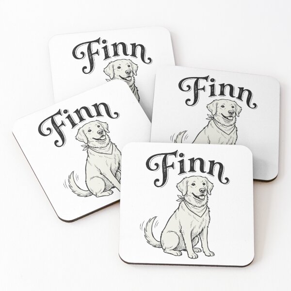Item preview, Finn Golden Retriever Dog Sketch with Bandana for Proud Finn Pet Parents designed and sold by raedattia.